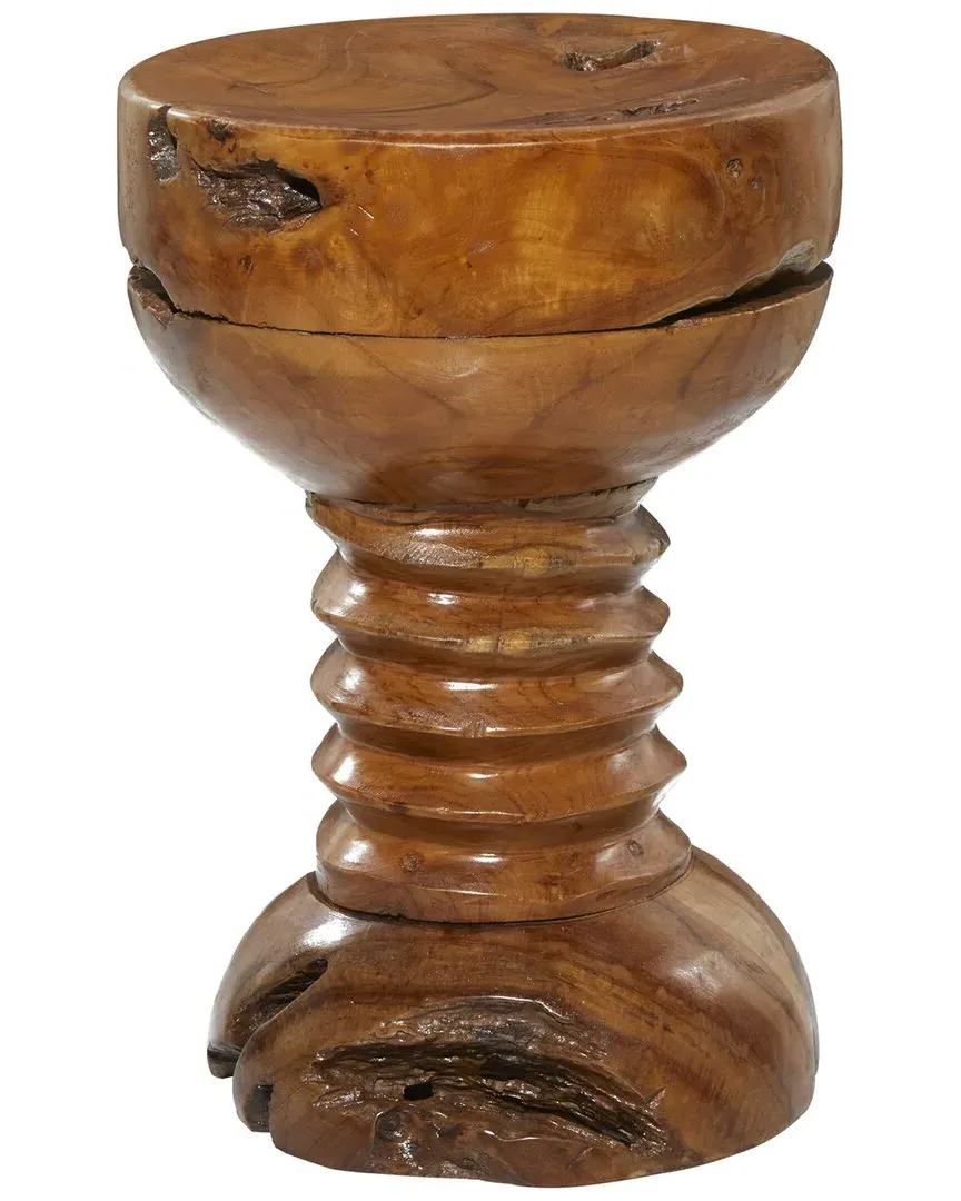 Round Accent Table - Brown, Teak