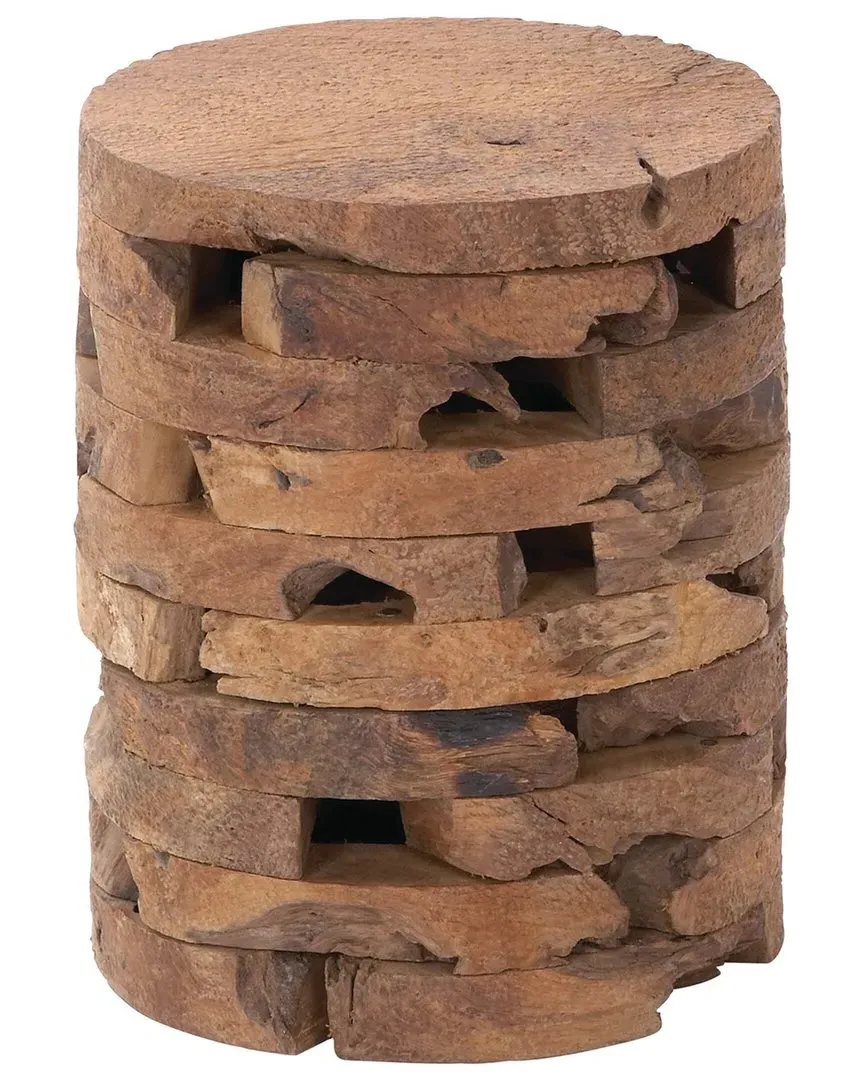 Round Accent Table - Brown, Teak