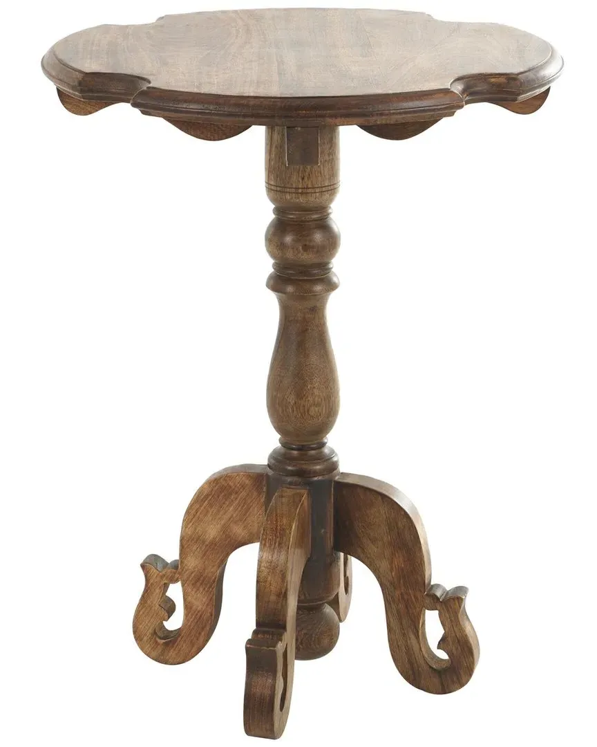 Round Accent Table with Scrolled Legs - Brown, Mango Wood
