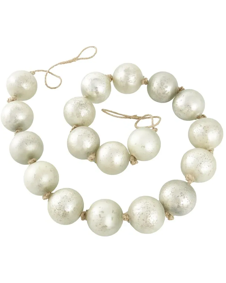 Round Extra Long Frosted Orb Beaded Garland - Silver, Glass