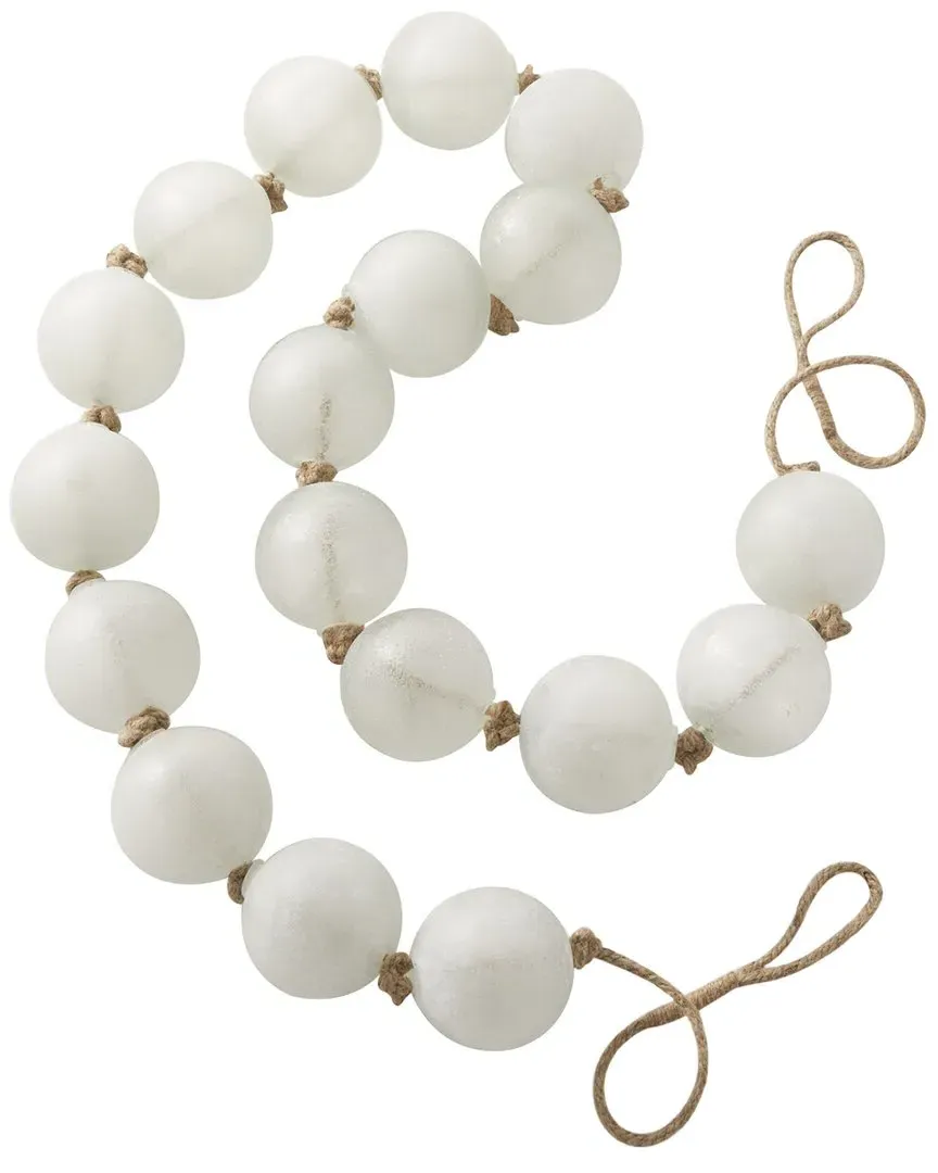 Round Extra Long Frosted Orb Beaded Garland - White, Glass