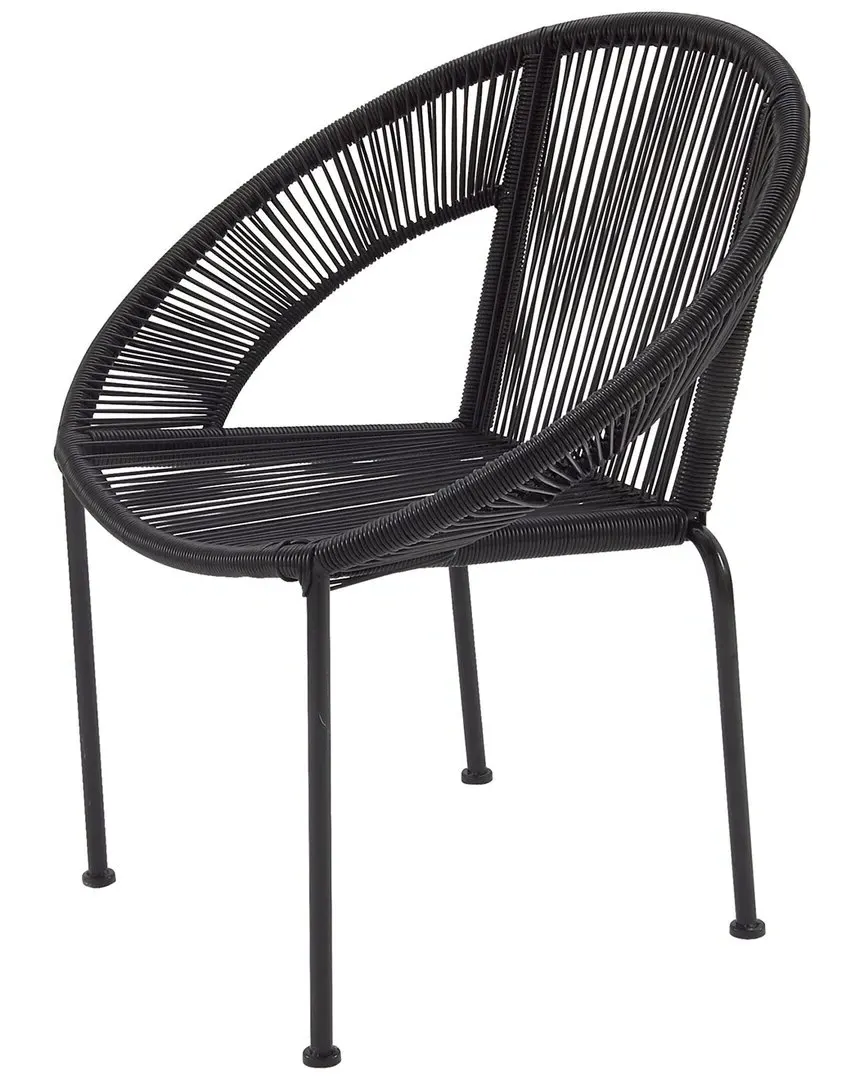 Round Outdoor Chair - Black, Plastic Rattan