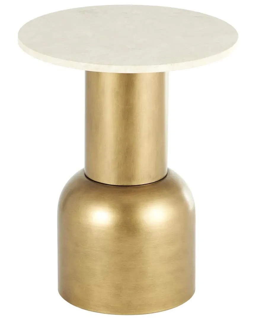 Round Pedestal Accent Table - Gold, Marble image