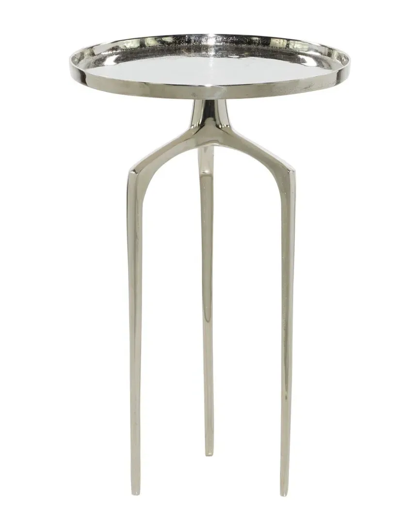 Round Raised Edge Accent Table - Silver, Aluminum