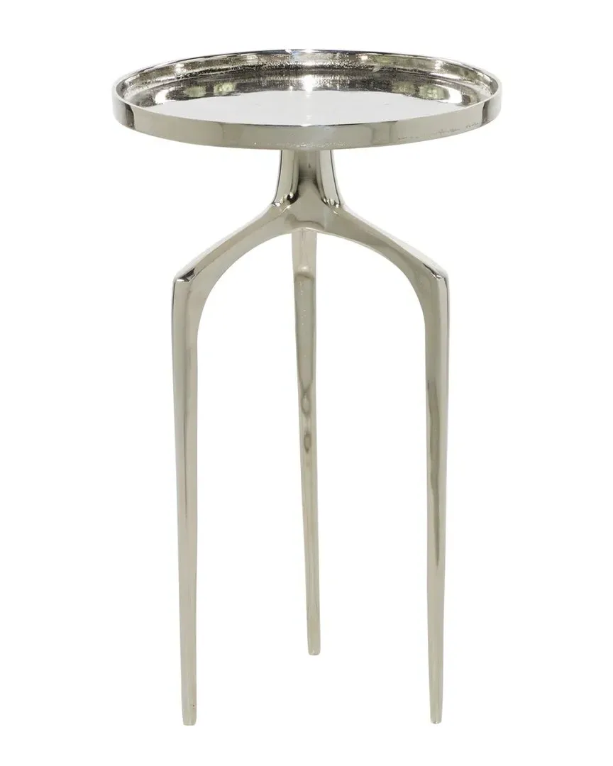 Round Raised Edge Accent Table - Silver, Aluminum image