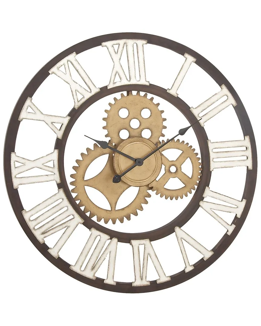 Round Wall Clock - Brown, Metal