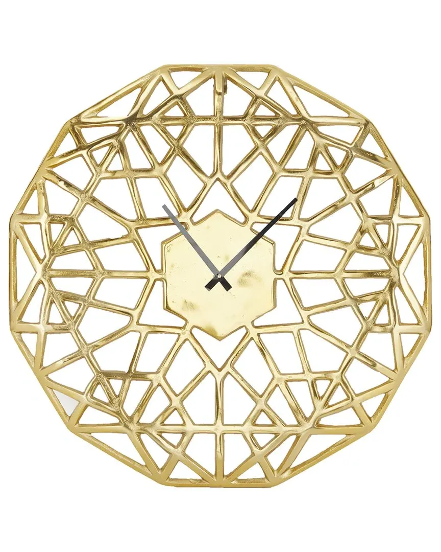 Round Wall Clock with Cut Out Design - Gold, Aluminum image