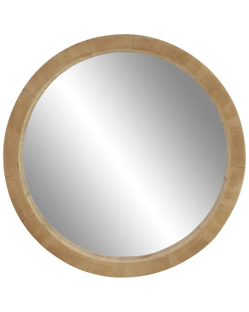 Round Wall Mirror - Brown, Wood