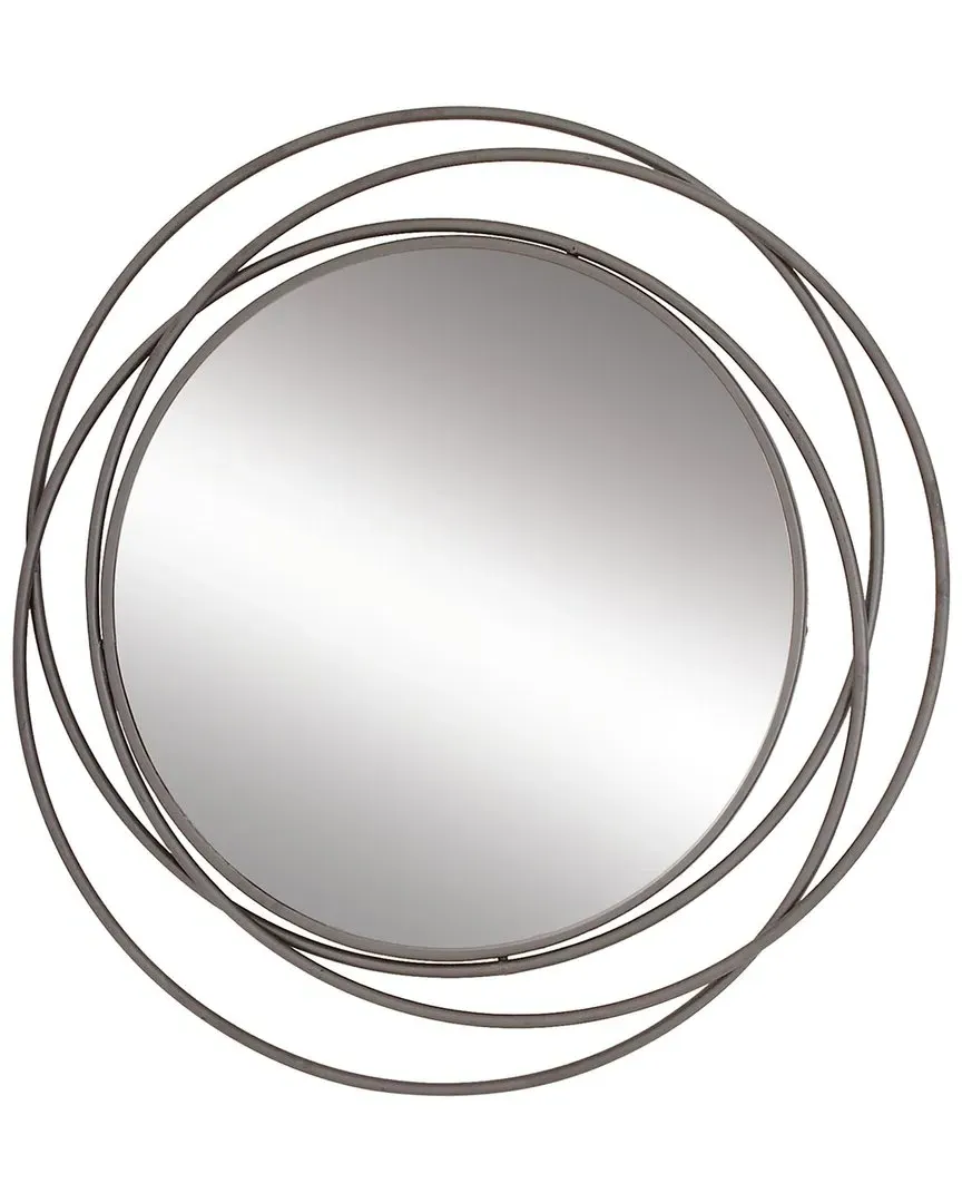 Round Wall Mirror with Overlapping Circles Frame - Gray, Iron