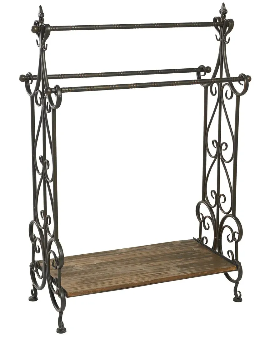 Scroll Quilt Rack with Shelf - Black, Pine image