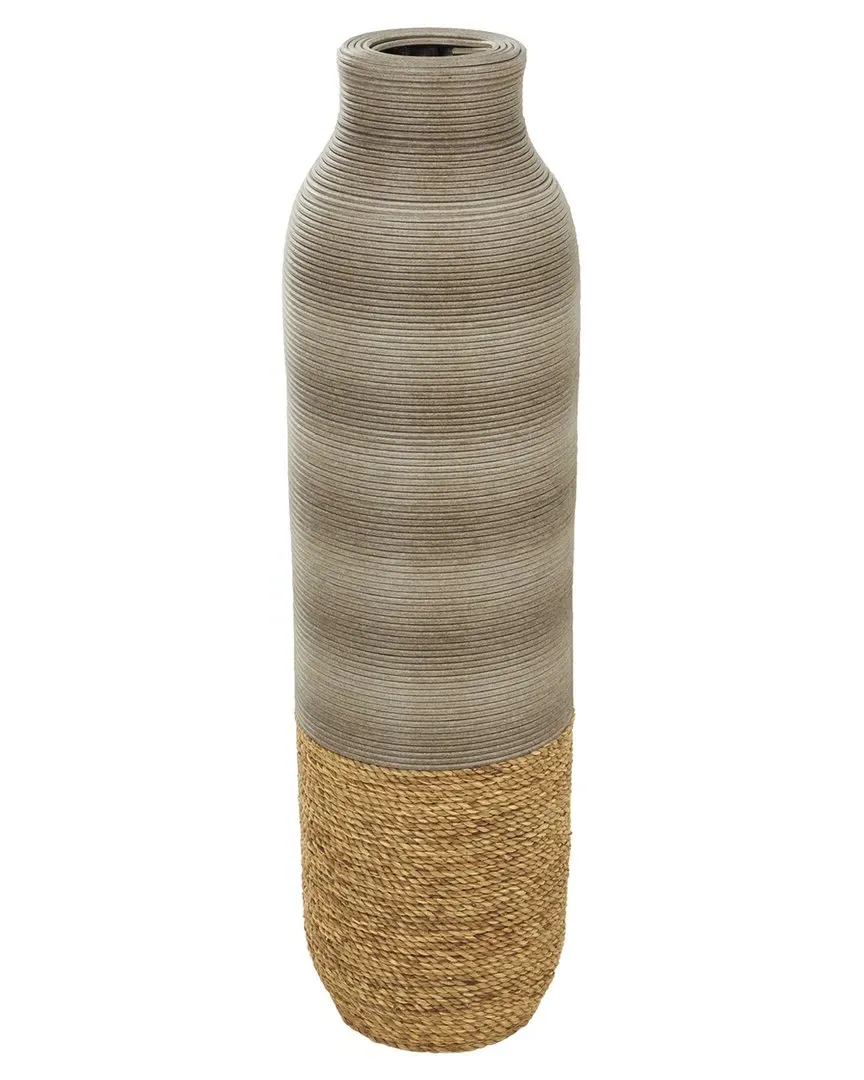 Seagrass Handmade Ribbed Vase - Brown image