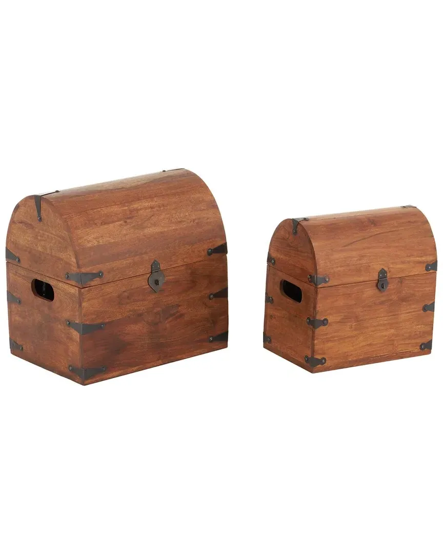 Set of 2 Arched Decorative Chests - Brown, Acacia image