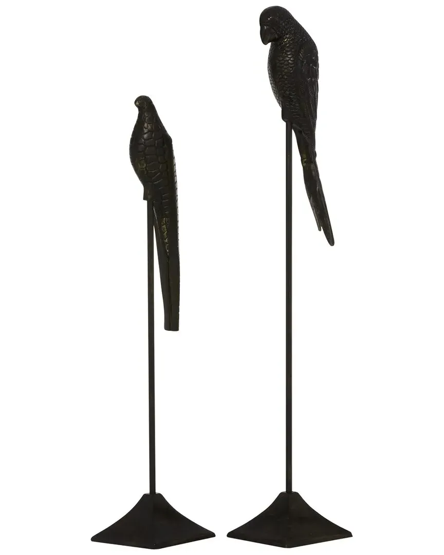 Set of 2 Bird Sculptures - Black, Aluminum