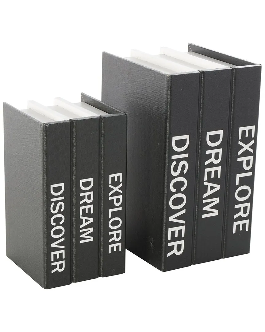 Set of 2 Book-Shaped Storage Boxes - Black, Canvas image