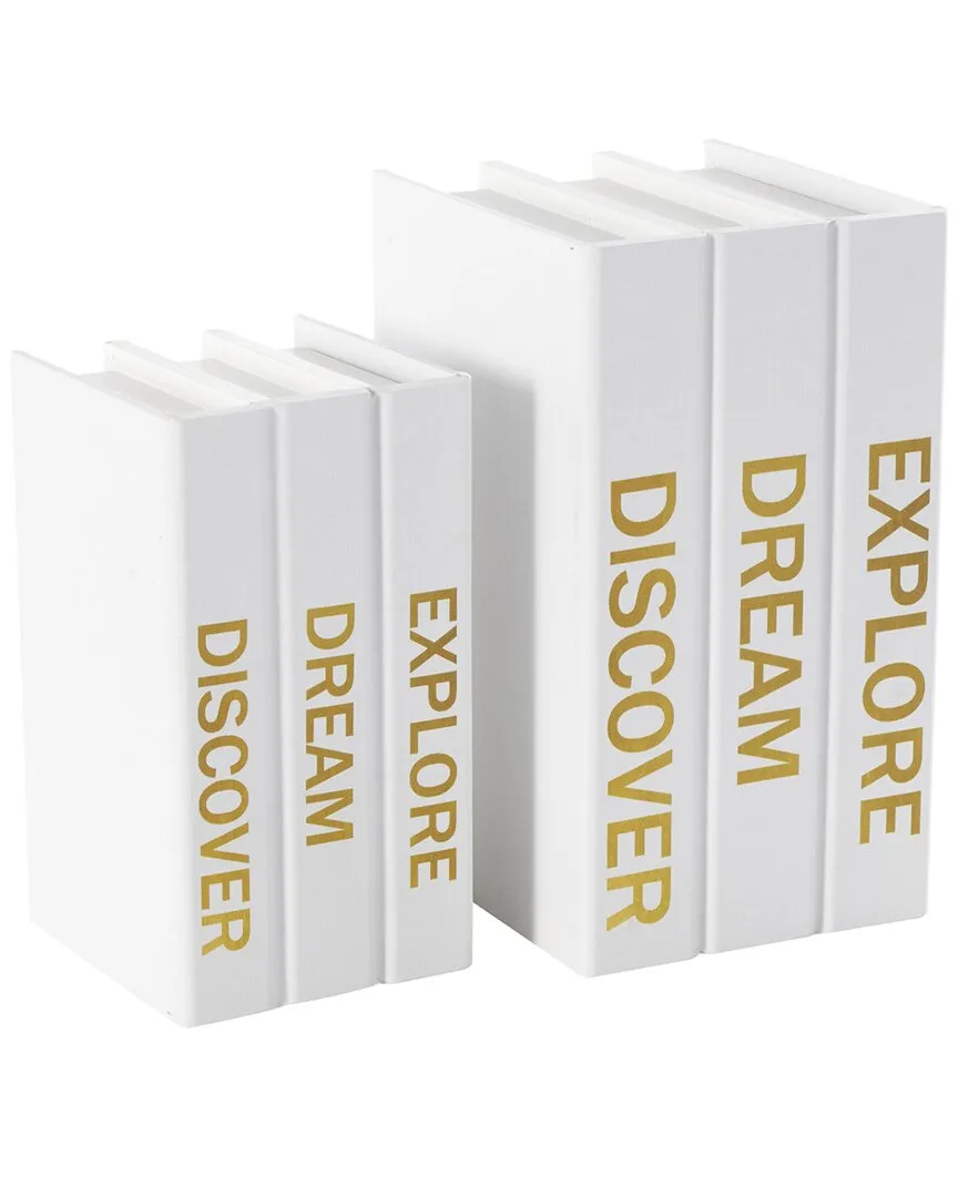 Set of 2 Book-Shaped Storage Boxes - White, Canvas