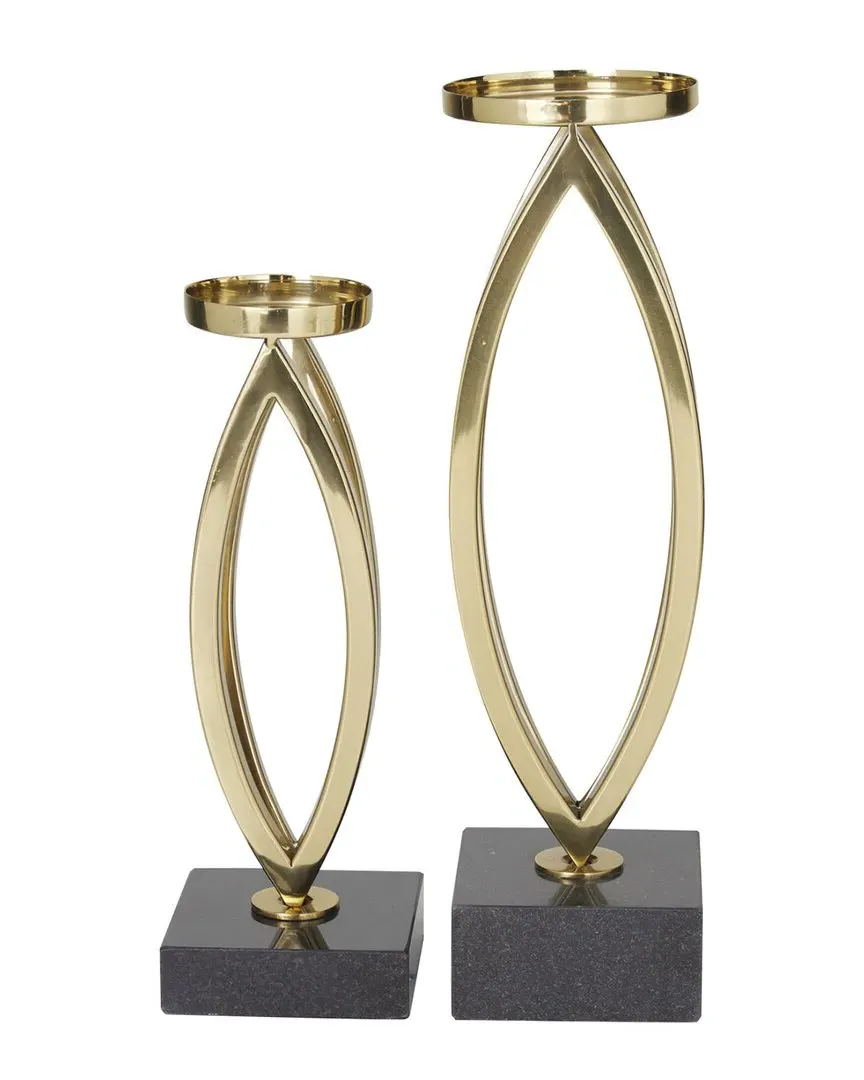 Set of 2 Candle Holders - Gold, Stainless Steel