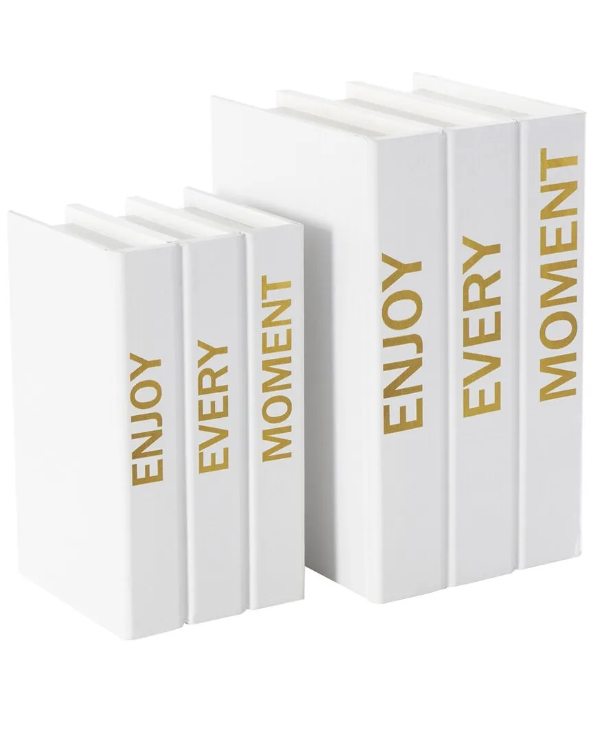 Set of 2 Canvas Faux Book Storage Boxes - White