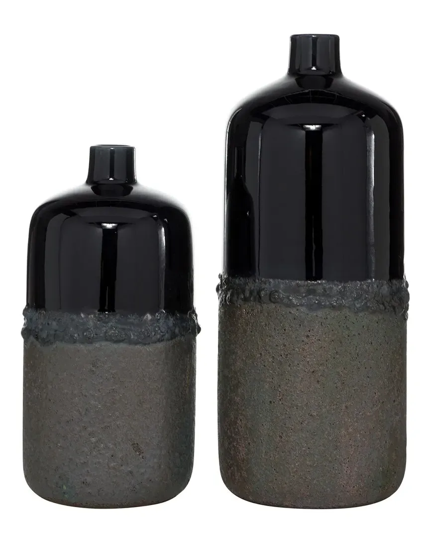 Set of 2 Ceramic Decorative Vases - Black image