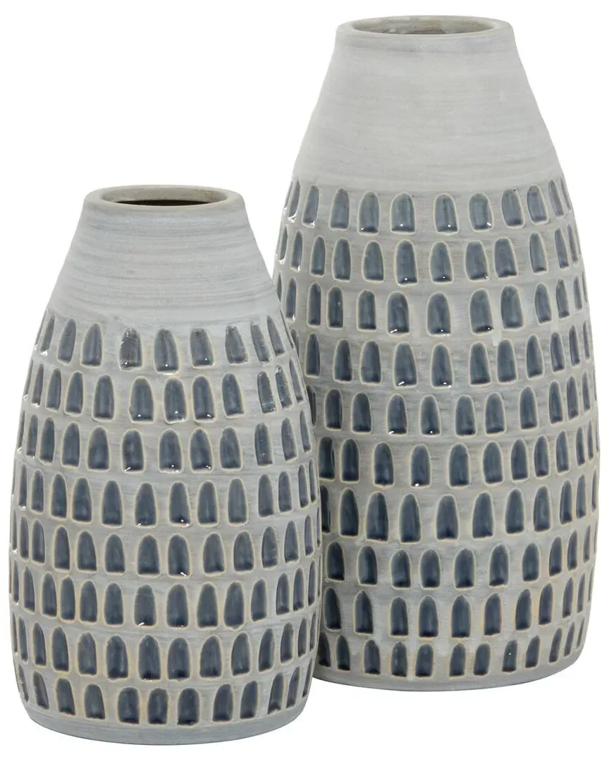 Set of 2 Ceramic Vases - Grey