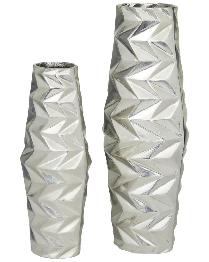 Set of 2 Cylinder Vases - Silver, Aluminum