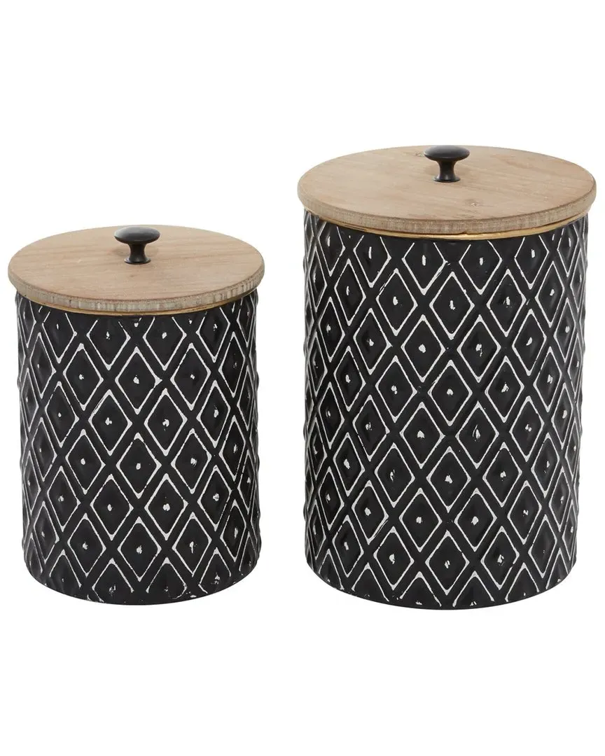Set of 2 Decorative Jars - Black, Iron image