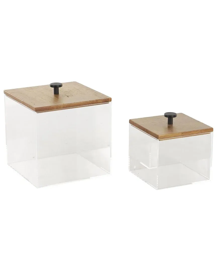 Set of 2 Decorative Storage Boxes - Clear, Acrylic