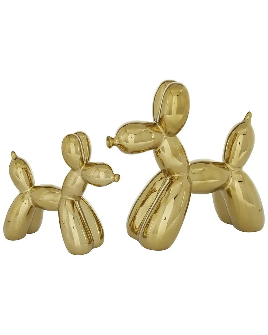 Set of 2 Dog Ceramic Sculpture - Gold