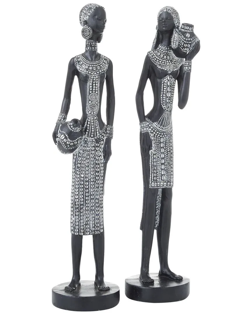Set of 2 Eclectic Sculptures - Black, Polystone image