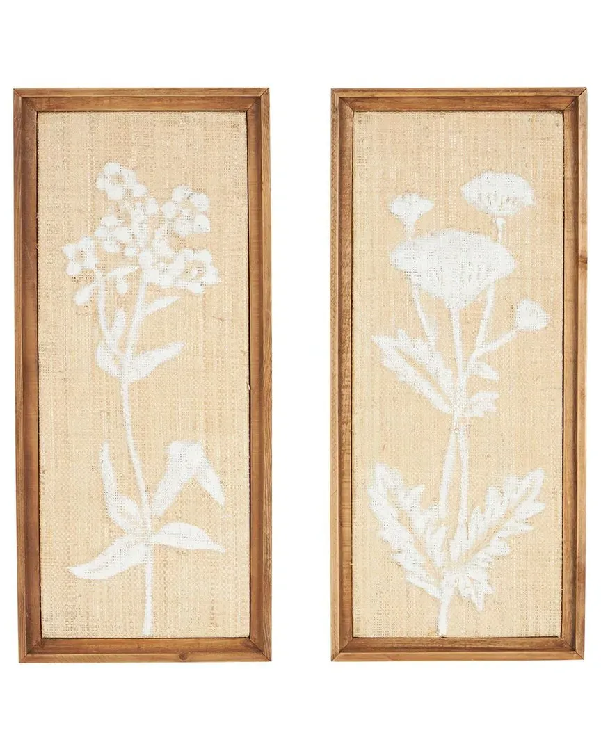 Set of 2 Floral Textured Wall Decor - Cream