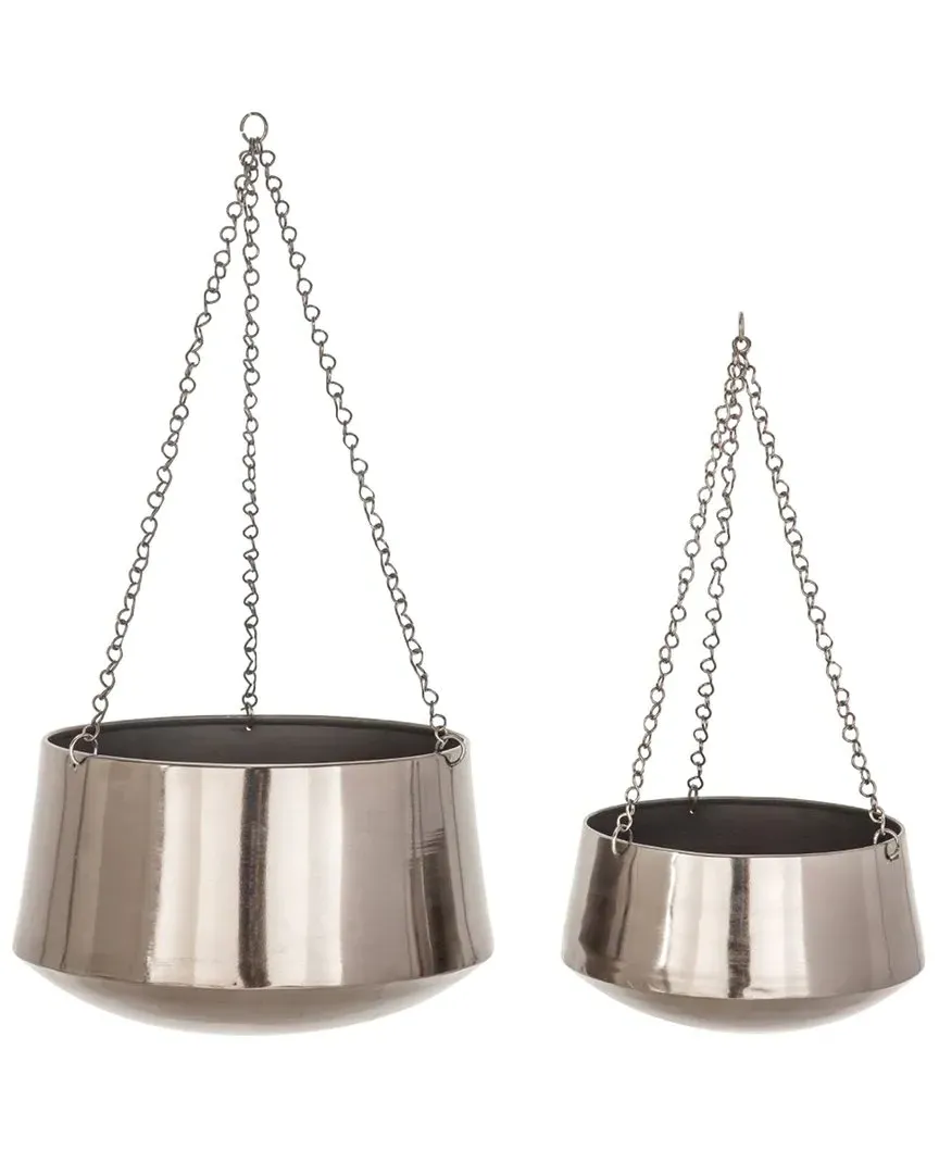 Set of 2 Hanging Planters - Black, Iron