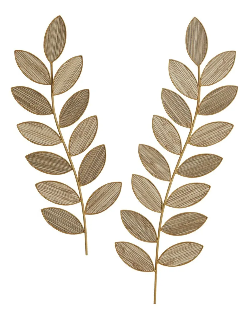Set of 2 Leaves Wall Decor - Brown, Iron image