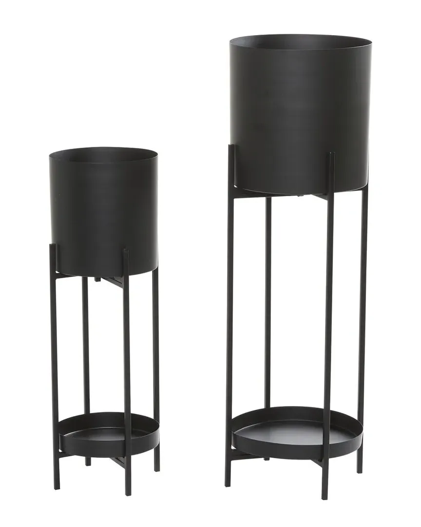 Set of 2 Metal Planters - Black