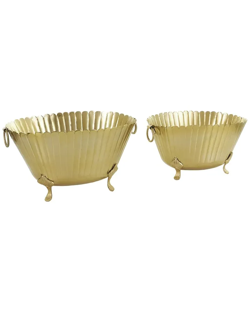 Set of 2 Metal Planters - Gold