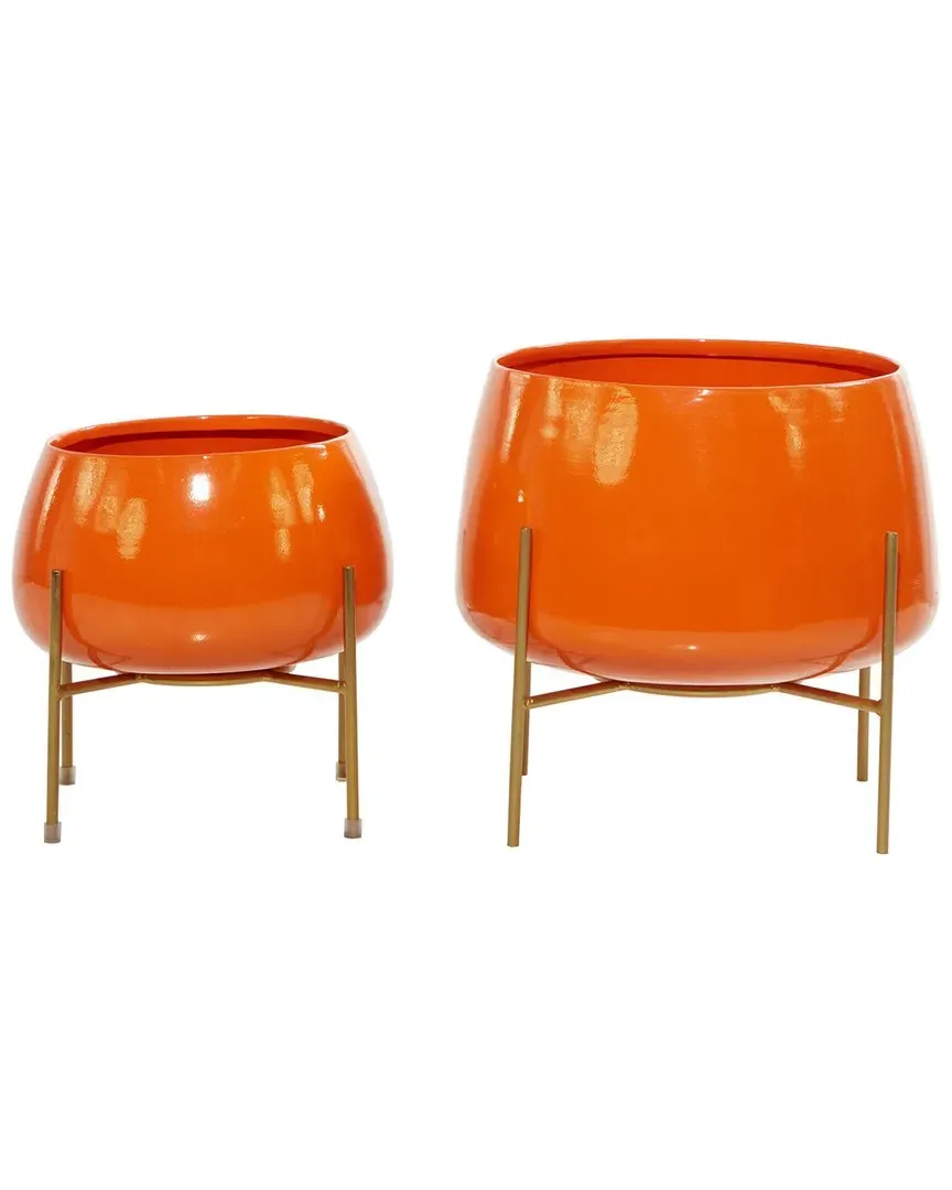 Set of 2 Metal Planters - Orange image