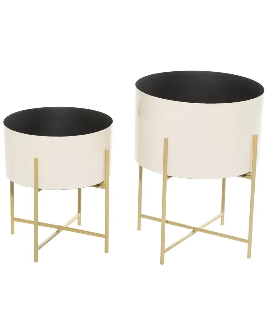 Set of 2 Metal Planters - Peach