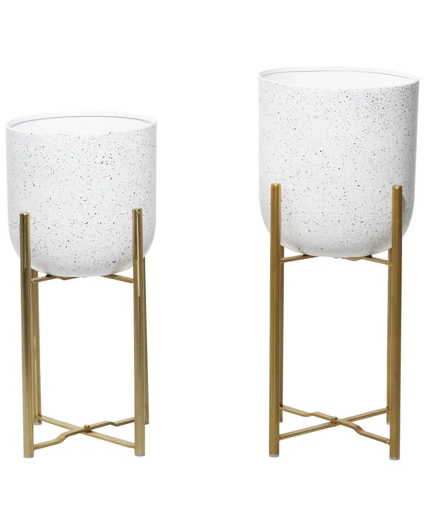 Set of 2 Metal Planters - White