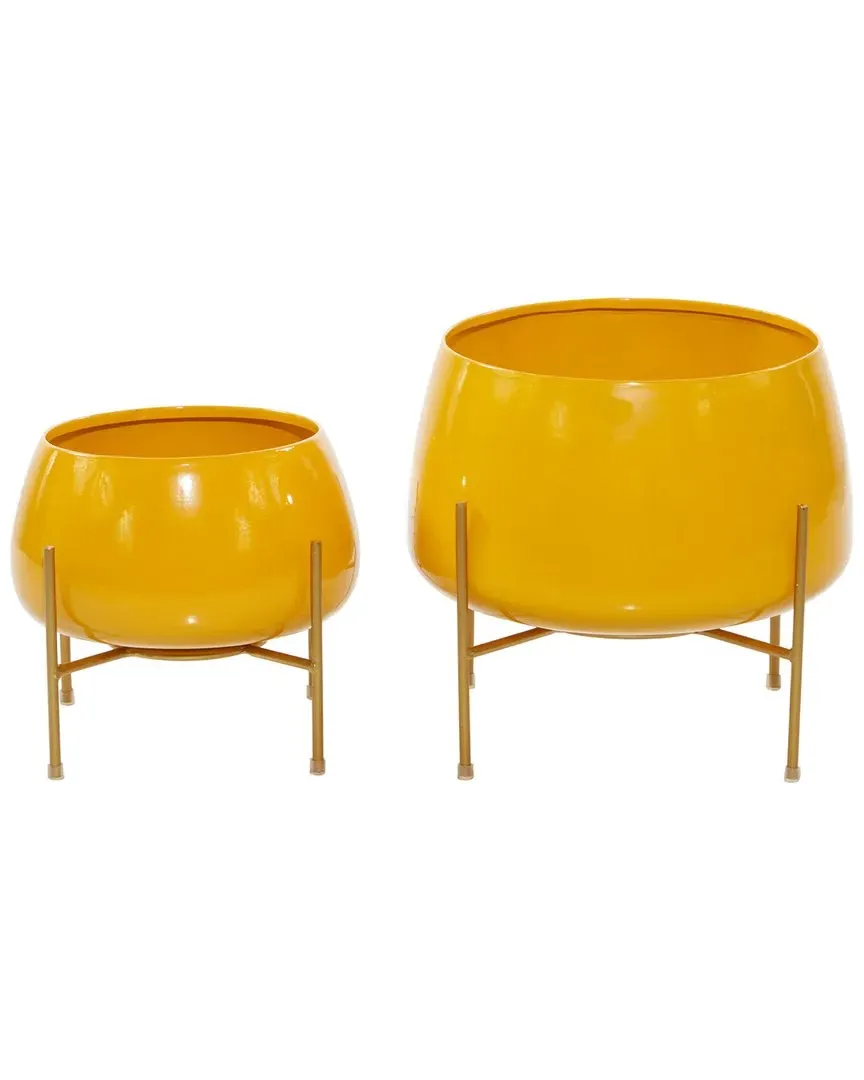 Set of 2 Metal Planters - Yellow