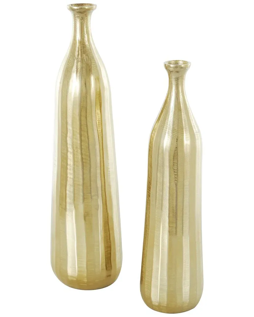 Set of 2 Metal Vases - Gold, Aluminum