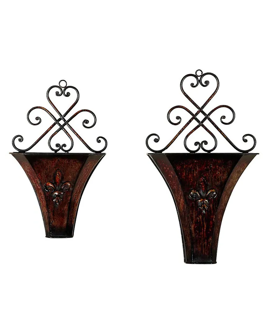 Set of 2 Metal Wall Planters - Brass