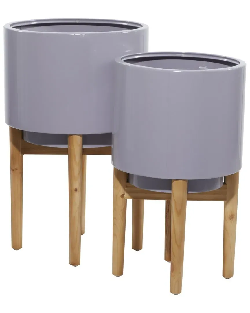 Set of 2 Planters - Grey, Iron