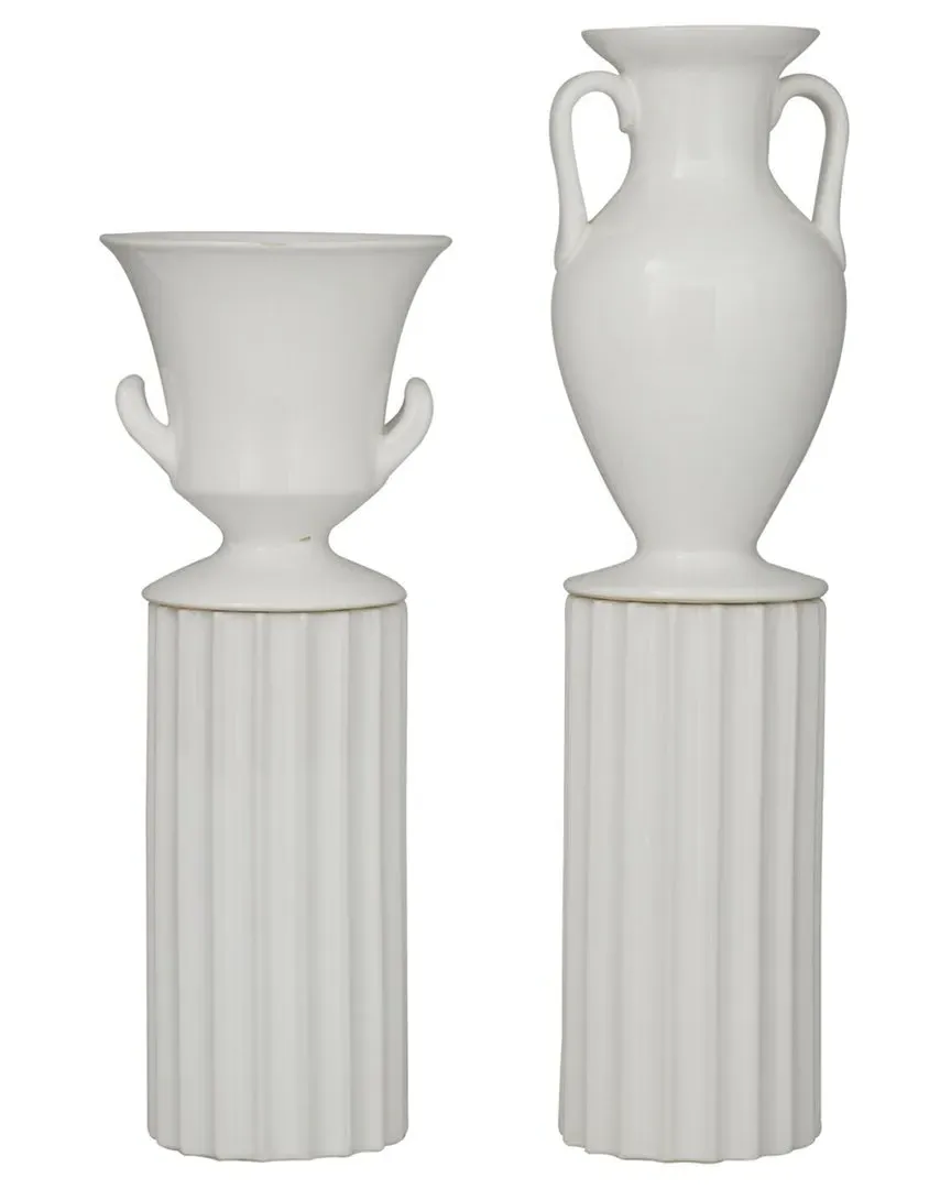 Set of 2 Porcelain Vases - White