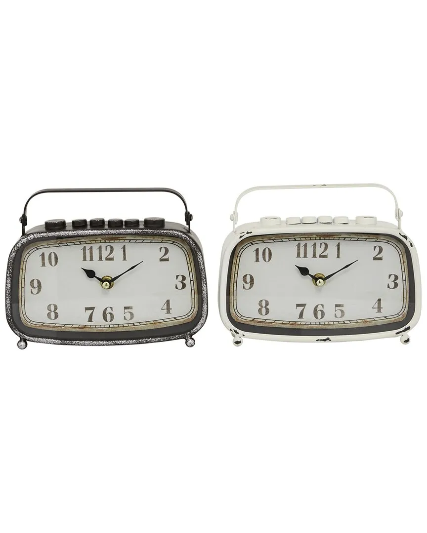 Set of 2 Retro Radio Style Metal Clock - Multi Colored image