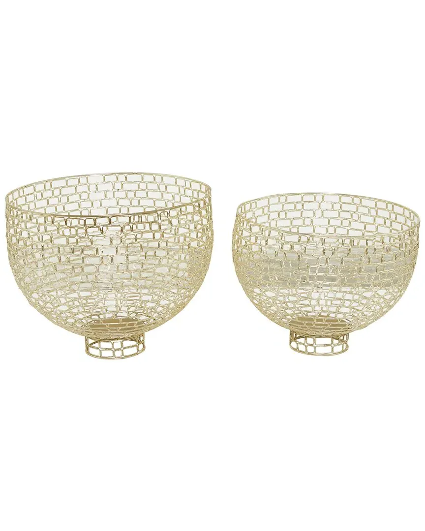 Set of 2 Round Decorative Bowls - Gold image
