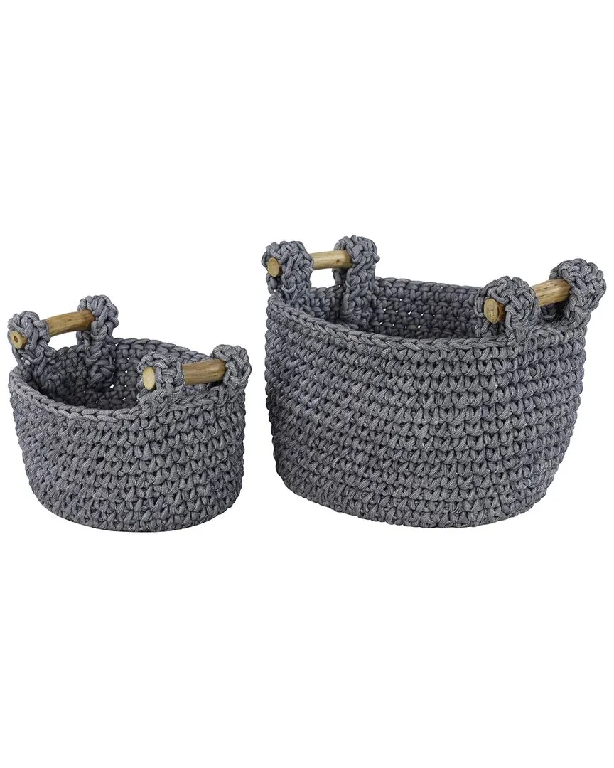Set of 2 Round Storage Baskets - Grey, Polyester image