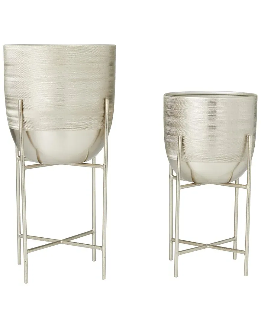 Set of 2 Square Planters - Silver, Iron image