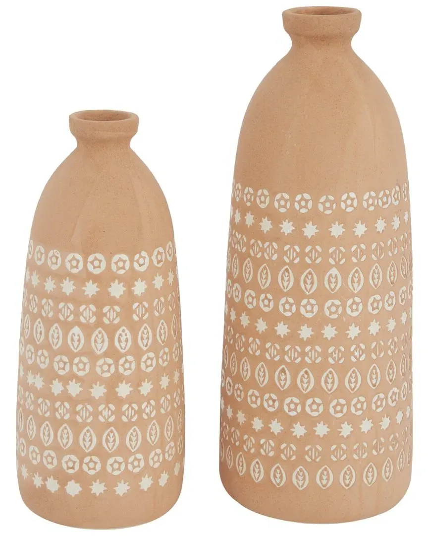 Set of 2 Square Vases - Pink, Stoneware