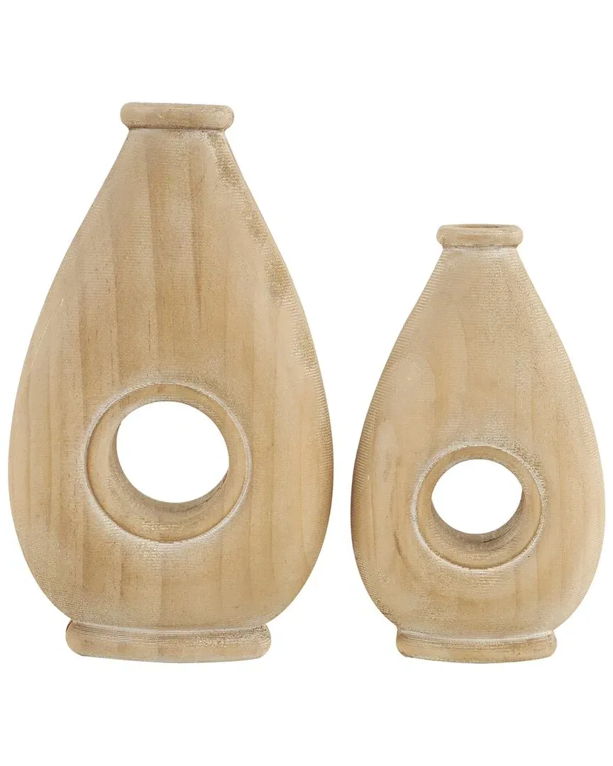 Set of 2 Teardrop Vases - Brown, Pine