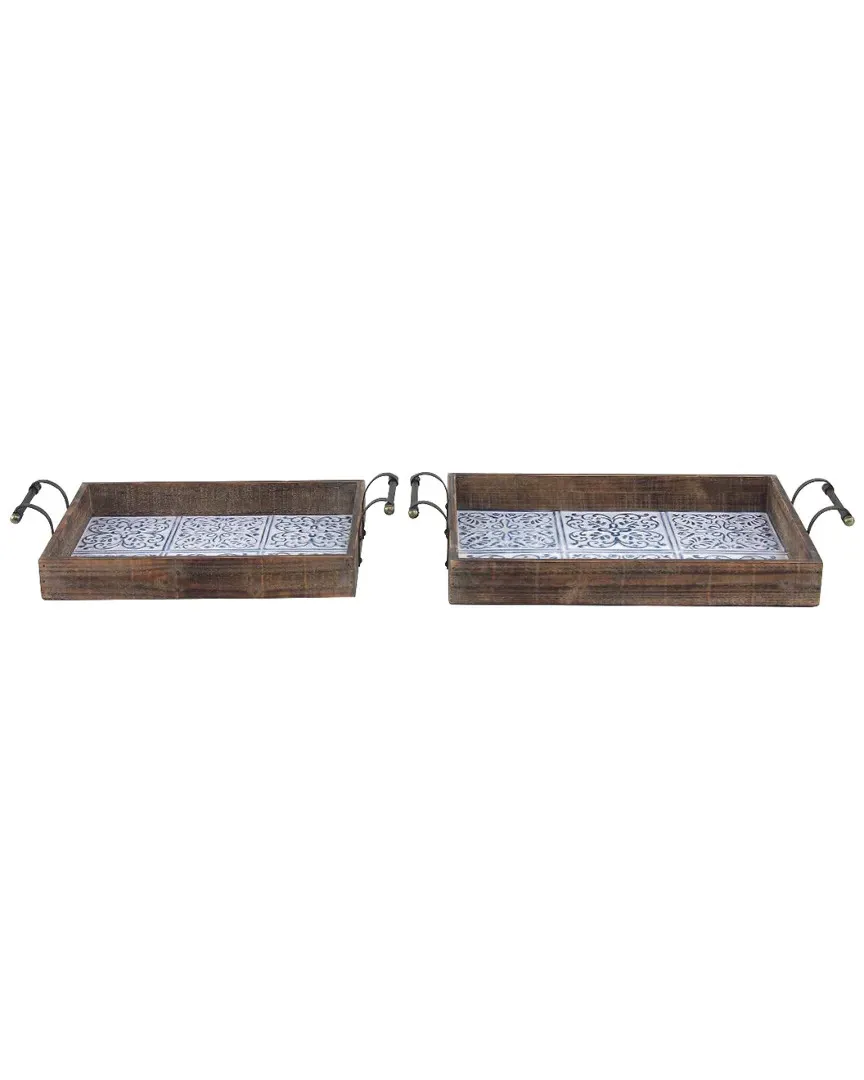 Set of 2 Trays - Gray, Iron