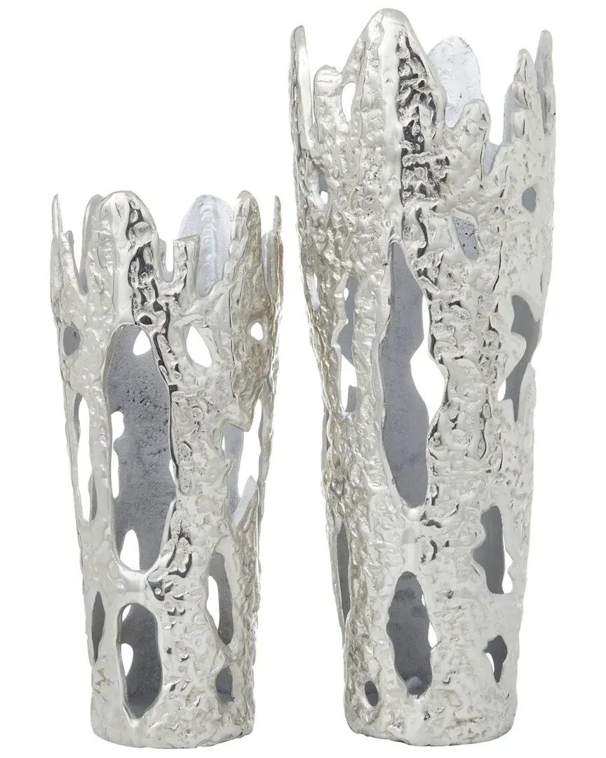 Set of 2 Vases - Silver, Aluminium