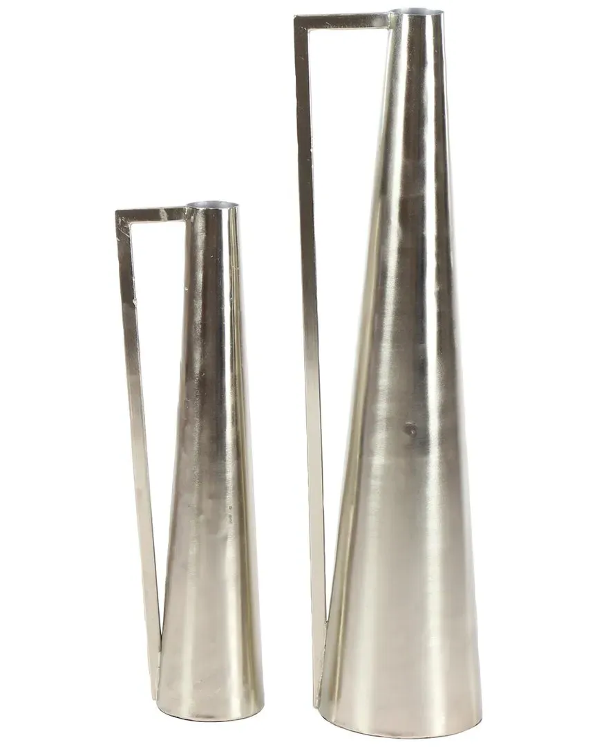 Set of 2 Vases with Handles - Silver, Iron